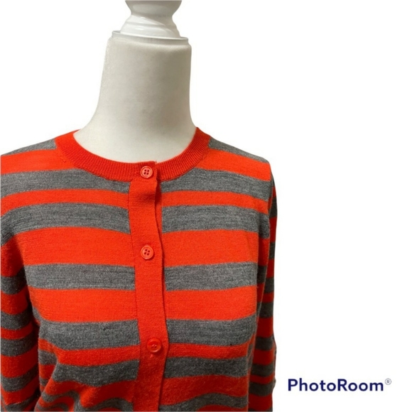 Ann Taylor Loft Orange and Gray Striped Size Medium - Picture 2 of 6